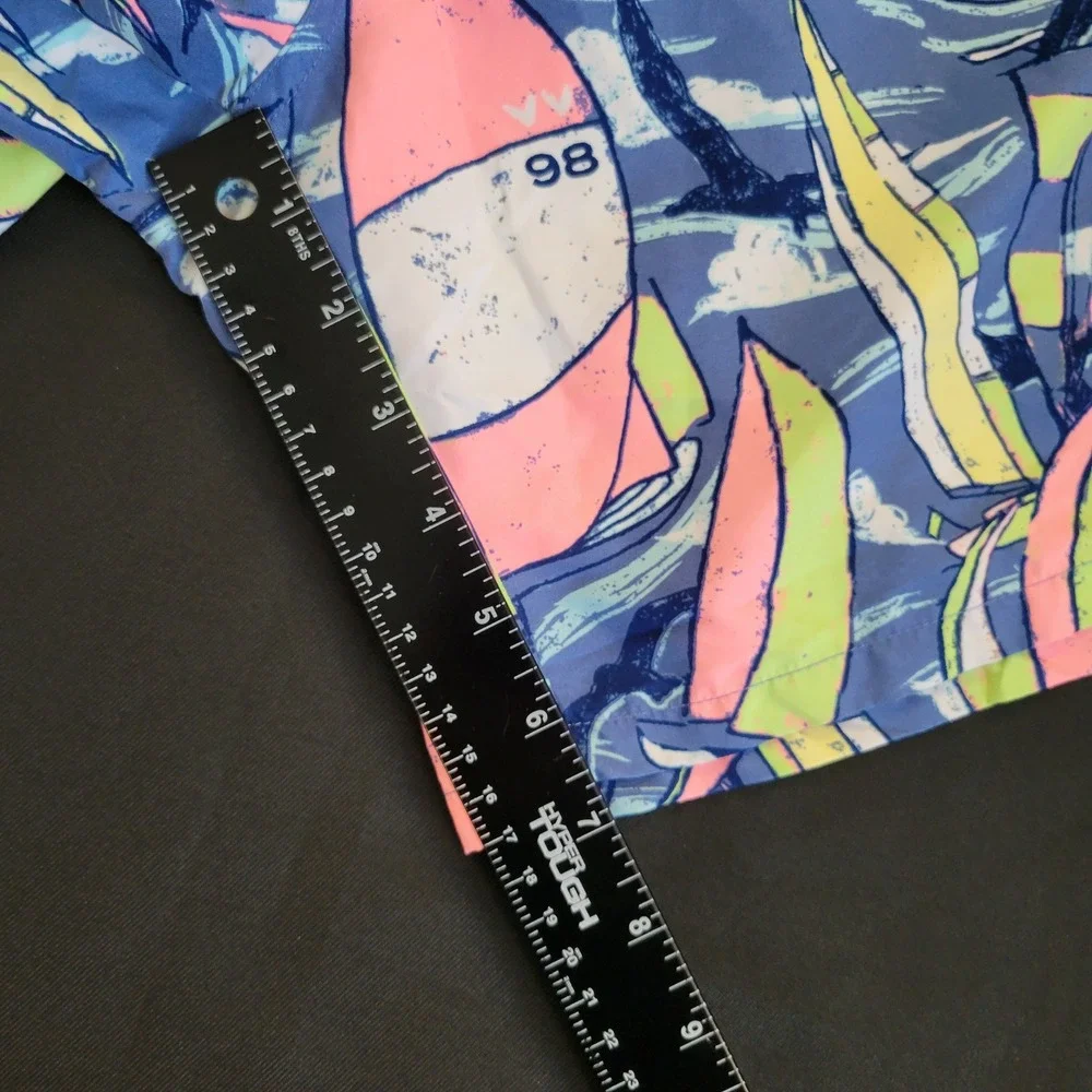 Vineyard Vines Mens Sailboat Print Swim Trunks Blue Pink Medium Board Shorts